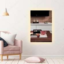 Espelho Lapidado Bisotê Iluminado com Led Quente - 70X80 cm