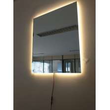 Espelho Lapidado Bisotê Iluminado com Led Quente - 90X100 cm
