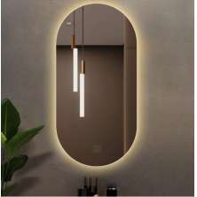 Espelho Lapidado Oval Iluminado com led quente - 50x80cm