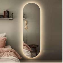 Espelho Lapidado Oval Iluminado com led quente - 60x150cm