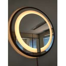 Espelho Led Quente Adnet 60 cm Moldura Marrom Sem Alça