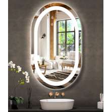 Espelho jateado Oval Iluminado com led frio - 50x80cm