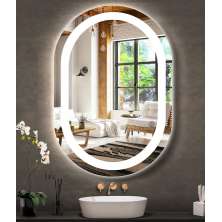 Espelho jateado Oval Iluminado com led frio - 60x80cm