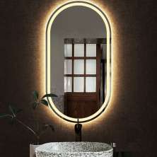 Espelho jateado Oval Iluminado com led quente - 50x80cm