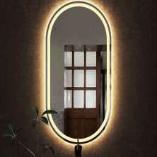 Espelho jateado Oval Iluminado com led quente - 60x150cm