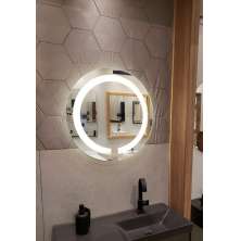 Espelho jateado Redondo 60cm com LED frio TOUCH