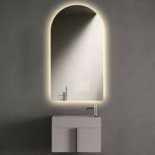 Espelho lapidado Arco Janelinha Iluminado com LED Quente - 60x80cm