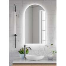 Espelho lapidado Arco Janelinha Iluminado com LED frio - 60x80cm