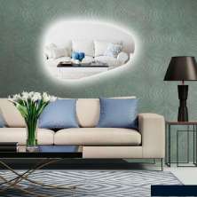 Espelho orgânico decorativo iluminado com led frio 45x80cm