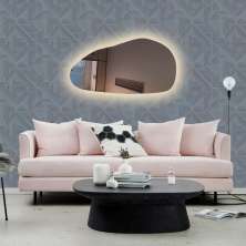 Espelho orgânico decorativo iluminado com led quente 43x76cm