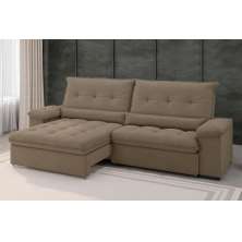 Sofá Alion Retrátil/Reclinável 4 Lugares Suede Cappucino 2,15m - XFlex Sofás