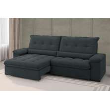 Sofá Alion Retrátil/Reclinável 4 Lugares Suede Cinza 2,15m - XFlex Sofás
