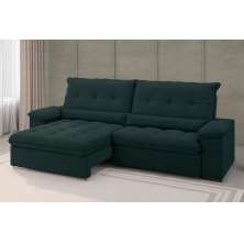 Sofá Alion Retrátil/Reclinável 4 Lugares Suede Petróleo 2,15m - XFlex Sofás