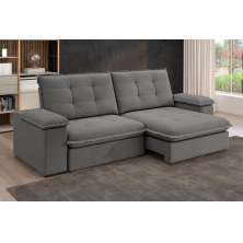 Sofá Fofão Premium 2,30m Retrátil/Reclinável Suede Cinza - XFlex Sofas