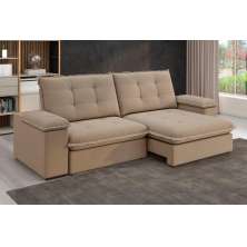 Sofá Fofão Premium 2,50m Retrátil/Reclinável Suede Capuccino - XFlex Sofas