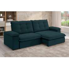 Sofá Fofão Premium 2,50m Retrátil/Reclinável Suede Petróleo - XFlex Sofas