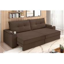 Sofá Hannover Premium 2,10m Assento Retrátil/Reclinável Suede Marrom – Xflex Sofás