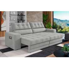 Sofá Oscar Plus 2,00m Retrátil/Reclinável Suede Areia - Xflex