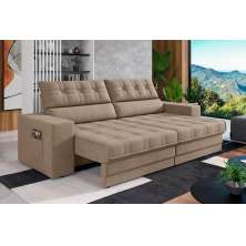 Sofá Oscar Plus 2,00m Retrátil/Reclinável Suede Capuccino - Xflex