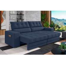 Sofá Oscar Plus 2,30m Retrátil/Reclinável Suede Azul - Xflex