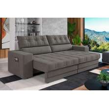 Sofá Oscar Plus 2,30m Retrátil/Reclinável Suede Cinza - Xflex