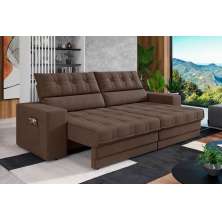 Sofá Oscar Plus 2,30m Retrátil/Reclinável Suede Marrom - Xflex
