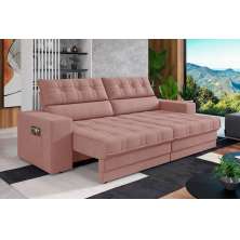 Sofá Oscar Plus 2,30m Retrátil/Reclinável Suede Nude - Xflex