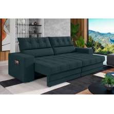 Sofá Oscar Plus 2,30m Retrátil/Reclinável Suede Petróleo - Xflex