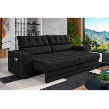 Sofá Oscar Plus 2,30m Retrátil/Reclinável Suede Preto - Xflex