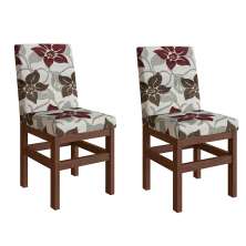 Conjunto de 2 Cadeiras Zima Suede Tabaco e Floral