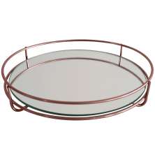 Bandeja Decorativa 21cm Bandeja Redonda Espelhada Pequena Rose Gold