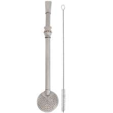 Bomba Chimarrão Inox Com Strass 23cm Bojo Tradicional Com Rosca