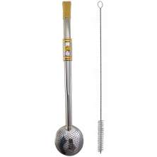 Bomba Chimarrão Rosca Aço Inox 304 Ouro 18k Pingente Desenho Ferradura