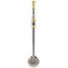 Bomba De Chimarrão Aço Inox Banho Ouro 18k Desenho Cuia
