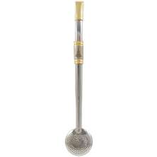 Bomba De Chimarrão Aço Inox Banho Ouro 18k Nossa Senhora Aparecida