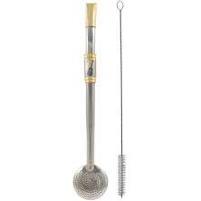Bomba De Chimarrão de Cuia Com Rosca Aço Inox 304 Banho Ouro Violão