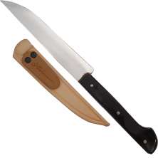 Faca Artesanal Peixeira 6'' Inox Cabo Chifre Bainha Couro