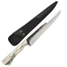 Faca Davila Laminada Brut Forge 8' Aço Carbono 5160 Cabo Híbrido Resina e Osso