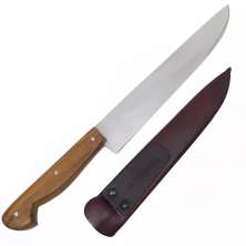 Faca Para Churrasco 8” Aço Inox Cabo De Madeira E Bainha