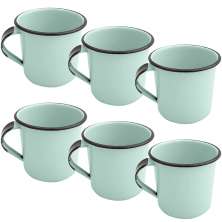 Jogo de Xícaras Café Caneca Esmaltada 400ml Caneca de Agata Verde Baby