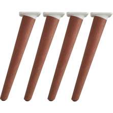 Kit 4 Pés de Madeira 30cm Inclinados com Adaptadores Brancos para Poltronas