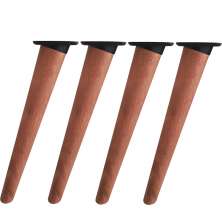 Kit 4 Pés de Madeira 30cm Inclinados com Adaptadores Pretos para Poltronas