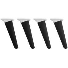 Kit 4 Pés para Poltrona 17cm Inclinado Torto Preto Com Adaptador Branco