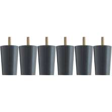 Kit 6 Pés Para Cama Box Solteiro 6cm Box Baú Preto Madeira