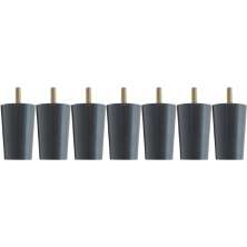 Kit 7 Pés Para Cama Box Casal Pezinhos 6cm Preto em Madeira