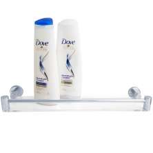 Suporte Porta Shampoo Inox E Acrílico Prateleira De Banheiro