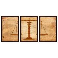 Quadro Balança da Justiça Moldura Tabaco 3 peças