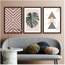 Quadro Costela de Adão Triângulos M 3 Peças Moldura Tabaco