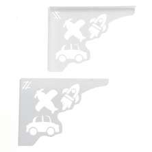 Par Mãos Francesas Ornamentada Decorativa 20cm Menino Carro e Avião Branco Aço
