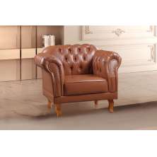 Kit 02 Poltronas Duque Chesterfield - Couro Ecológico Caramelo
